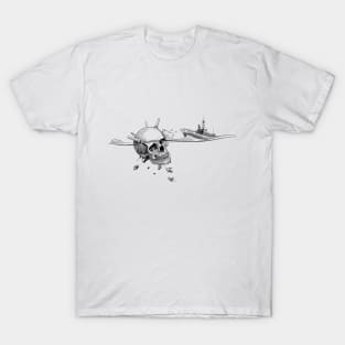 SEA MINE-SKULL AND WARSHIP T-Shirt